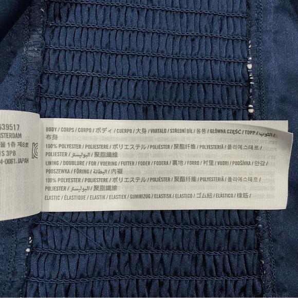 Abercrombie And Fitch Pleated Satin Blue White Floral V Neck Tank Crop Top Large - Picture 6 of 8